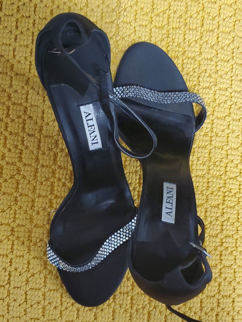 Alfani Black Strappy Heels with Rhinestone Accents